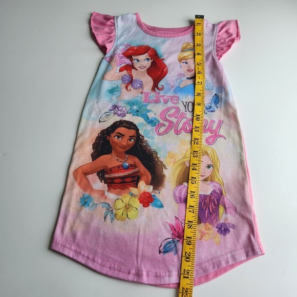 Disney Princess Girls Pink Live Your Story Nightgown Ariel Moana Size 4/5 - Picture 2 of 7